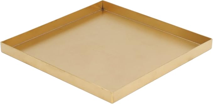 Gold Stainless Steel Decorative Tray Organizer for Bars Restaurants Office, Elegant Jewelry Dish Makeup Organizer for Living Room Bedroom, 8.0x8.0x0.6in