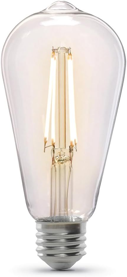 Feit Electric Vintage Exposed Filament Clear Glass LED ST19 with a Medium E26 Base Light Bulb - 60W Equivalent - 10 Year Life - 400 Lumen - 2100K Soft White - Dimmable | Original Vintage