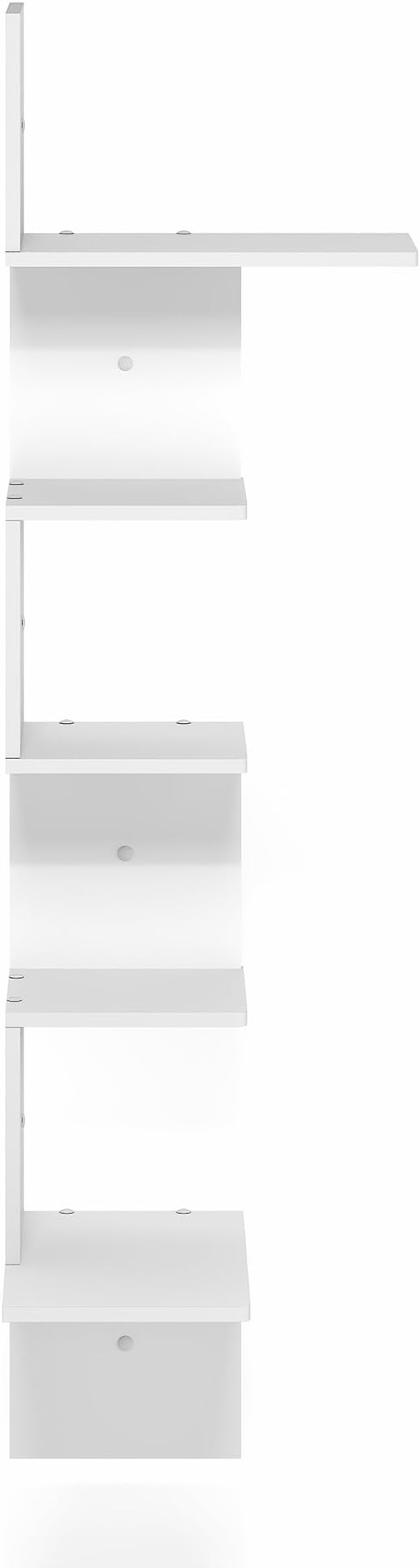 Furinno Rossi Corner Floating Shelves for Wall, 5-Tier Corner Rectangular Wall Shelf, S-Shape Radial Floating Book Shelf, Easy Assembly, for Bathroom, Bedroom, Living Room, White