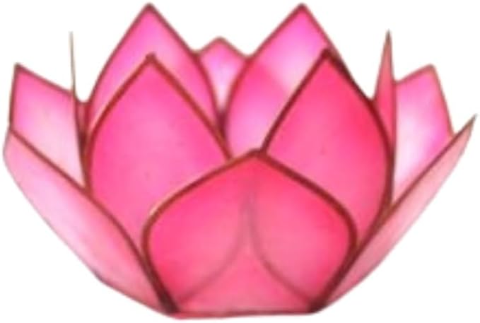 Om Gallery Capiz Shell Lotus Flower Decor Tealight Candle Holder for Serene Ambiance -Decorative Natural Shell Mini Candle Holders for Meditation, and Relaxation, Flamingo