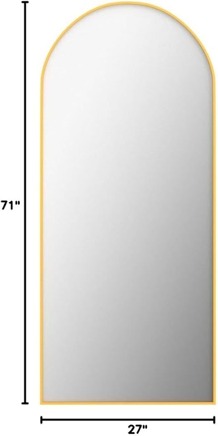 Antok Arched Full Length Mirror, 71"x28" Gold Metal Frame Floor Mirror for Bedroom Living Room, Freestanding/Wall Mount/Leaning