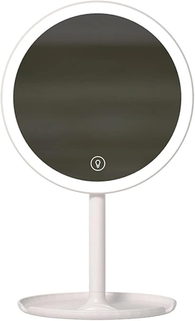 LED Makeup Mirror with Light Circle Storage Vanity Desk Organizer Phone Stand Cosmetic