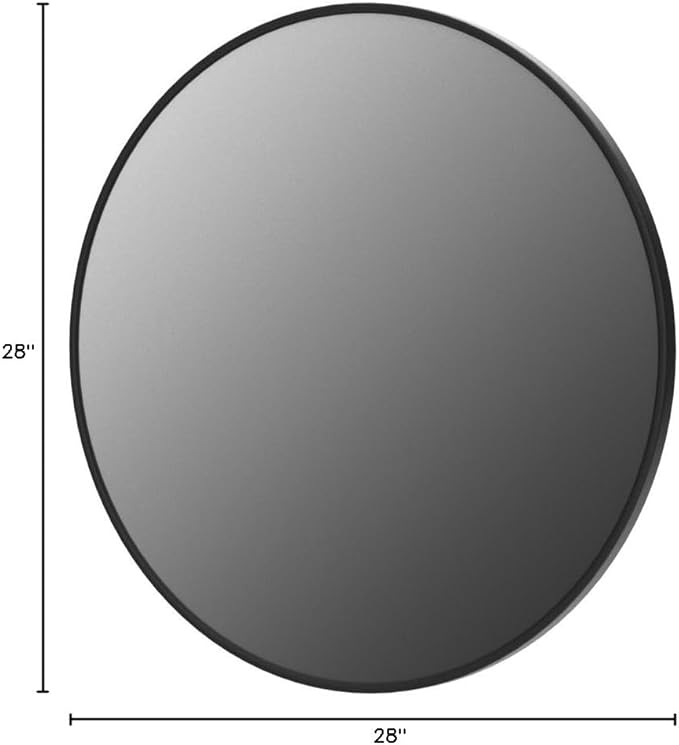 Growsun 28 inch Black Round Mirror, Wall-Mounted Circle Mirror for Bathroom & Living Room Decoration, 2 Pack