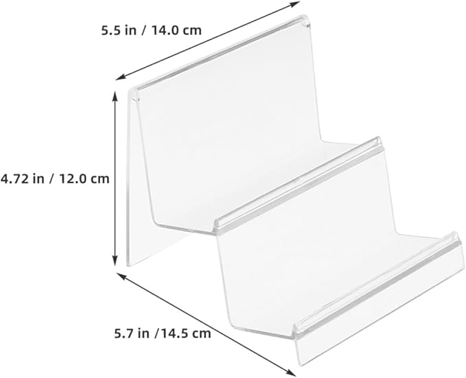 Milisten 2pcs Acrylic Wallet Display Stand with Two-tier 14cm Wide Purse Organizer Rack Desktop Storage Shelf for Home Office Makeup Accessories