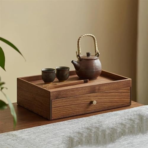 Black Walnut Jewelry Box - Solid Wood Organizer for Rings, Office Desktop Storage for Tea Cakes & Cosmetics - Elegant Gift for Women