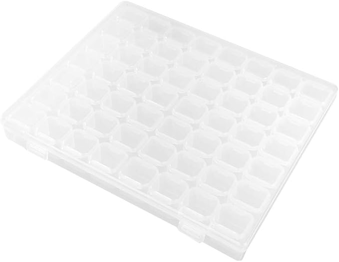 Grid Organizer Box, 56 Slots Plastic Nail Art Accessory Decorations Jewelry Storage Organizer Box