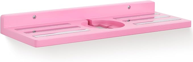 For Tonies Figures Shelf Magnetic,for Tonie Box Wall Shelves,for Tonies Characters Organizer Audio Toy Storage (Holds 36 Figurines),Compatible Charging Station for Children Kid's Room,Oak Wood,Pink