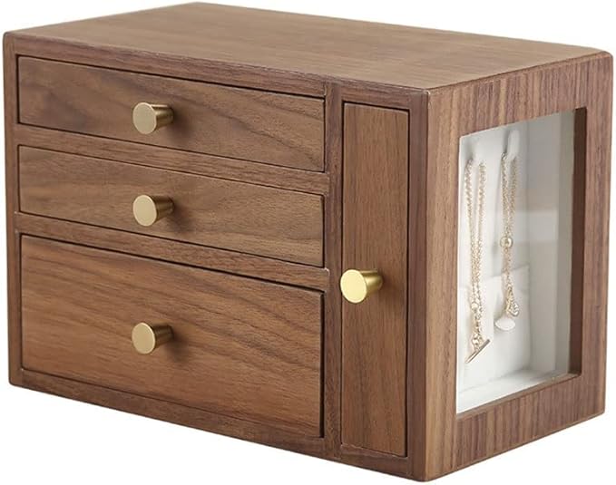 Makeup Organizers Jewelry Box Wooden Multilayer Drawer Jewelry Box Retro Storage Box Ring Earring Necklace Bracelet Storage Box Built-in Flocking 10 Inch Jewelry Case