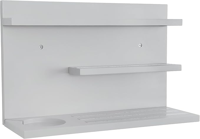 PHOENANCEE for Tonies Shelf Magnetic,for Toniebox Figures Storage Display Shelf (40-48 Character),Wall Floating Shelves,Compatible Charging Station for Children Kid's Room,Pine,3 Tier(Gray White)