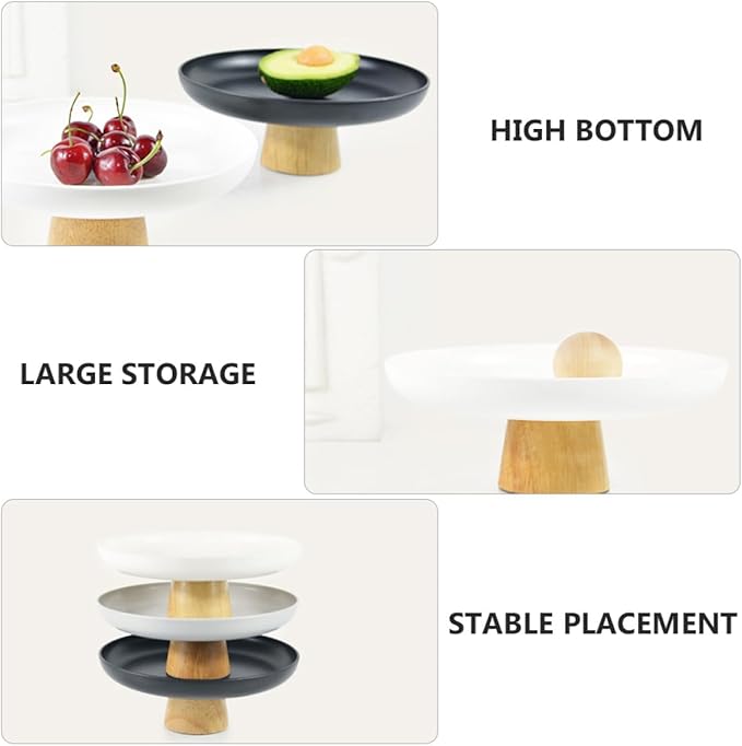 PartyKindom Cute Makeup Organizer Jewelry Display Tray Art Supply Storage Round Desktop Tray Abs Bamboo Material