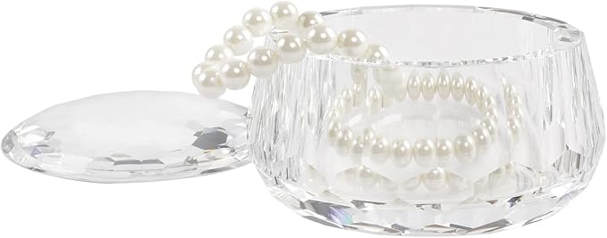 Crystal Jewelry Jar with Lids, Decorative Candy Dish, Multi-Purpose Clear Storage Container for Cosmetics, Snacks - Wedding Favor & Home Decor