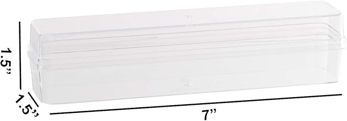 Hammont Rectangle Acrylic Box - Party Favor Gift Boxes - Clear Box with Rounded Edges for Gifts, Weddings, Treats, Candies & Accessories - Rectangle Home Storage Boxes | 7”x1.5”x1.5” (12 Pack)