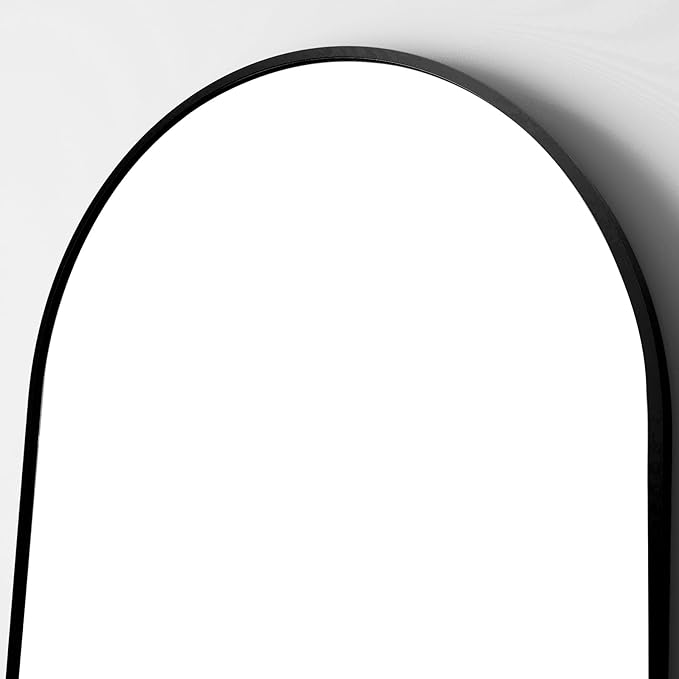 Arched Full Length Mirror 57"x19" Floor Standing Body Mirror with Aluminum Frame,Leaning Hanging for Bedroom Cloakroom Living Room Black