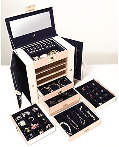 Jewelry Organizer 360 Rotating Transparent Jewelry Organizer Cosmetic Storage Box Earring Necklace Display Makeup Organizer for Woman Jewelry Box