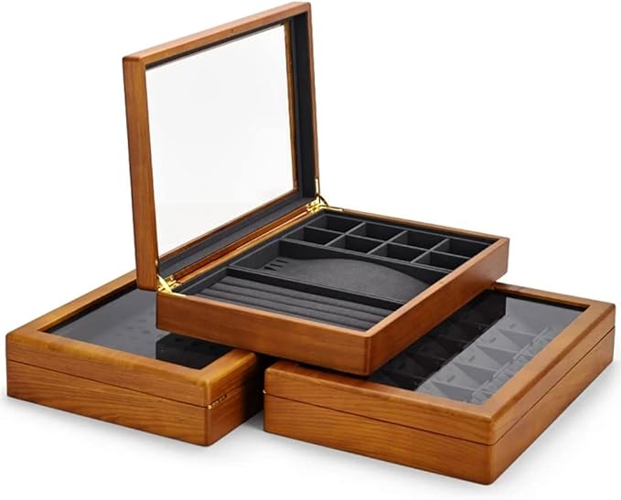 Makeup Organizers Multifunctional Jewelry Box Wooden Jewelry Storage Box Ring Display Tray Bracelet Storage Box Jewelry Case