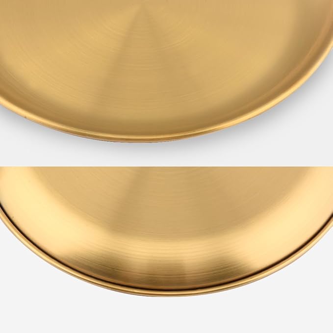 Round Brass Tray,Retro Plate Table Decor Easy Clean Stainless Steel Jewelry Organizer Round Tray for Modern Home,Jewelry, Makeup(Size:23cm)