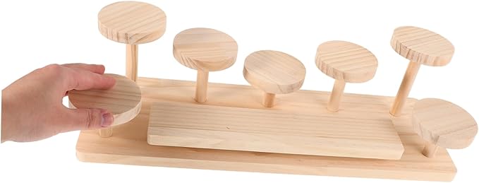MERRYHAPY Elegant Wooden Perfume Display Stand Cosmetics Shelf Makeup Organizer Skincare Display Desktop Riser