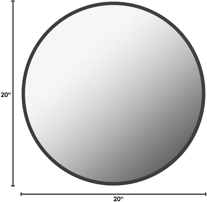 Sunniry Black Circle Mirror, Round Bathroom Mirror 20 inch, Round Wall Mirror Metal Frame, Circle Mirrors for Bathroom, Vanity, Bedroom, Hallway.