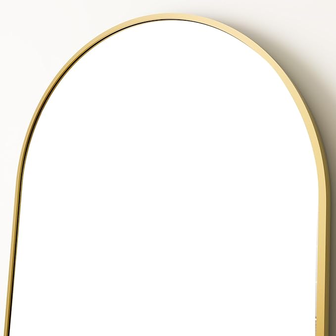 Arched Full Length Mirror 59"x16", Floor Standing Body Mirror with Aluminum Frame,Leaning Hanging for Bedroom Cloakroom Living Room Gold