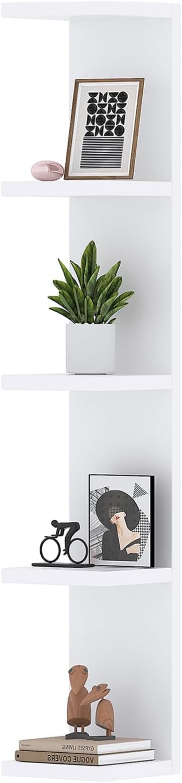 LitaEther 5 Tier White Lack Wall Shelf - Multi-Functional Display Organizer for Anime Figures, Funko Pop, Plants, Makeup & Books (7.1" x 5.5" x 30.7") – Space-Saving Floating Shelf for Home & Office