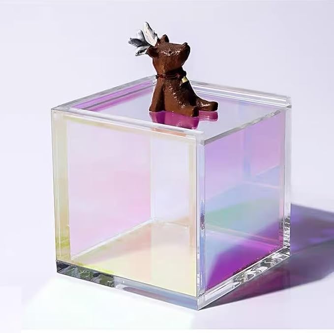 KissYou Acrylic Box with Lid Clear Display Case Gift wrap Boxes Prism Box Transparent Square Cube Storage Organizer Containers for Wedding,Birthday