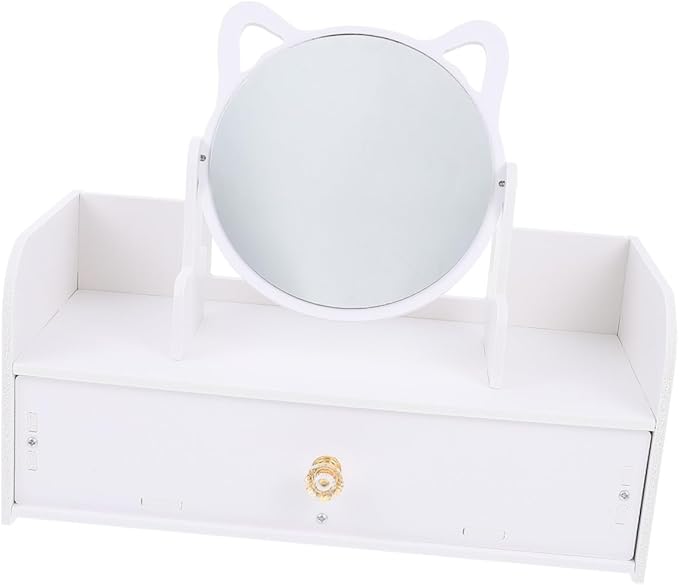 VALICLUD Tabletop Makeup Mirror Storage Box Vanity Mirror Non-Skid Design Multifunctional