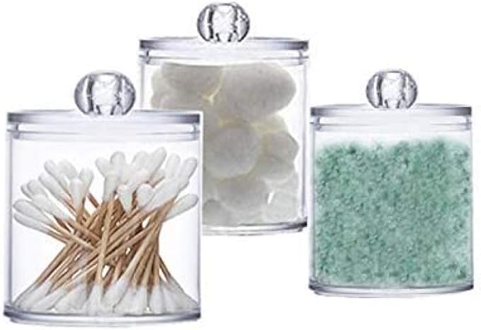 qiuqiu Acrylic Multifunctional Round Receive Box Jewelry Box,Cosmetic Make-up Cotton Swabs Transparent Container Makeup Organizer for Cotton Ball Pad Swabs Make Up Pads -2 pcs