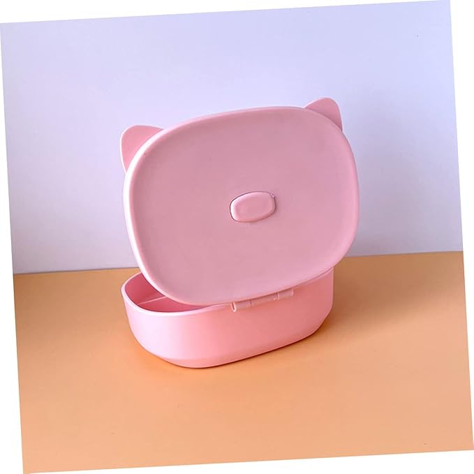 FOMIYES Cartoon Cat Ear Jewelry Storage Box with Mirror Cute DIY Dressing Case for Boys and Girls Portable Makeup Organizer for Necklaces Earrings and Rings