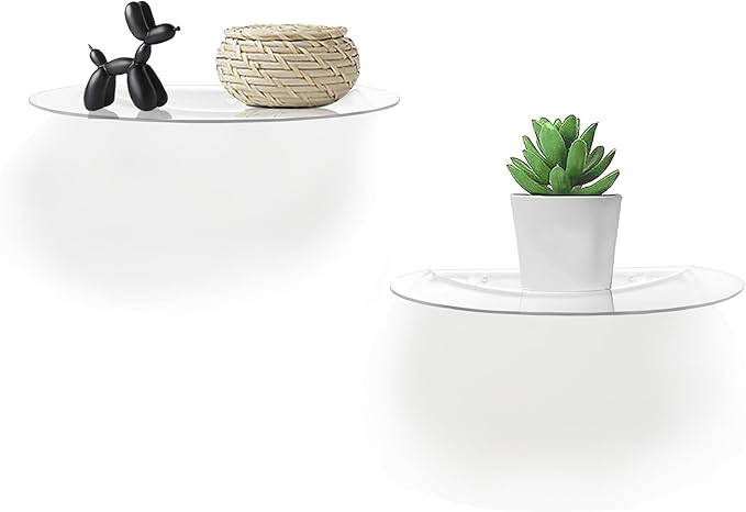 SetGame 2-Pack Acrylic Small Wall Shelves Wall Decor Wall Mounted, 12" Floating Wall Ledge Shelf, Acrylic Shelves for for Action Figures Display, Room Décor, Space Saving, Items Organizer,Clear