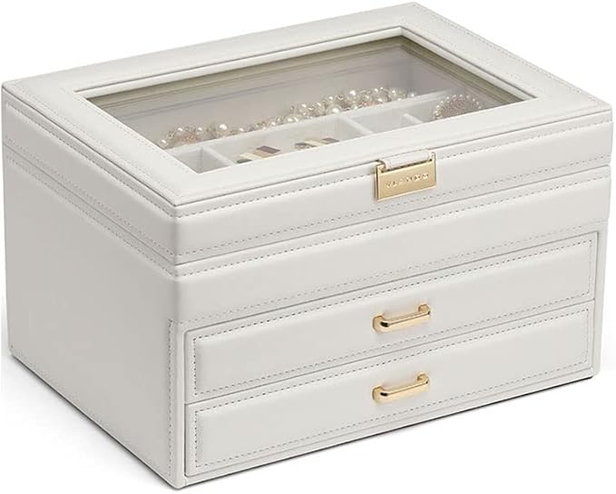 Makeup Organizers Artificial Leather Jewelry Box Drawer Storage Box Ring Earring Necklace Bracelet Watch Storage Box Multilayer Jewelry Box Jewelry Case