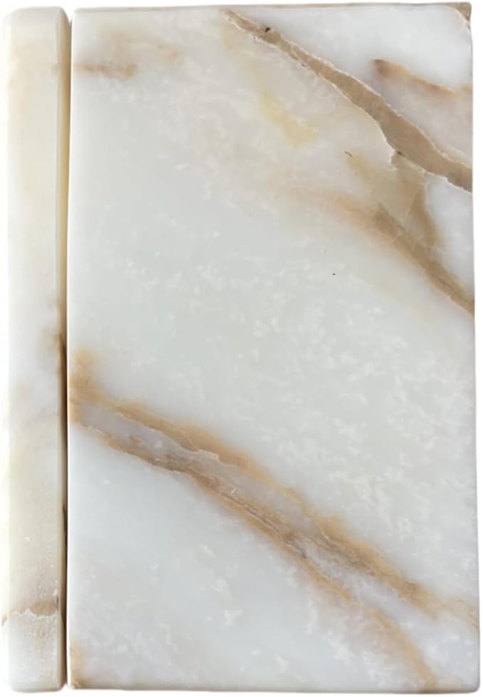 Natural Marble Ring Jewelry Box Cotton Swab Storage Box with Lid Storage Box (Calacatta Gold)