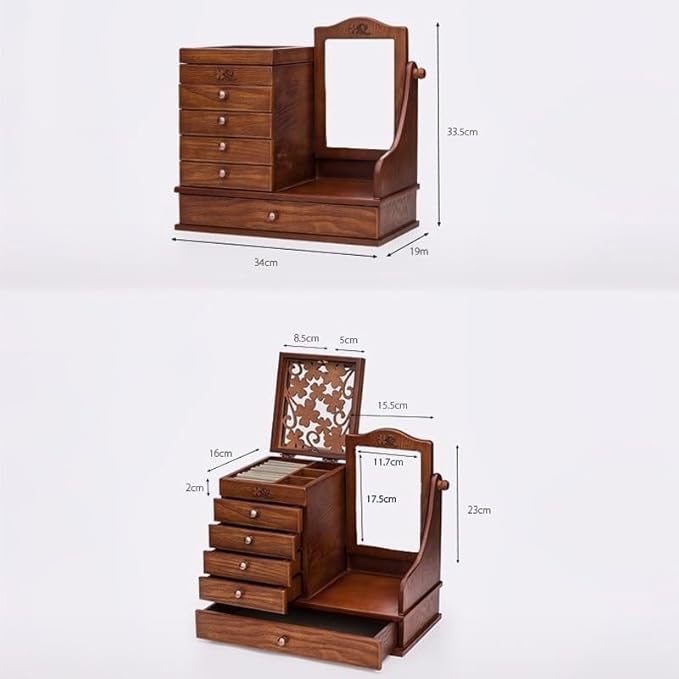 Wooden Makeup & Jewelry Storage Box with Magnet Buckle, Handmade Compact Organizer, Smooth Soft Interior for Makeup and Jewelry – Portable & Elegant Desktop Storage Box