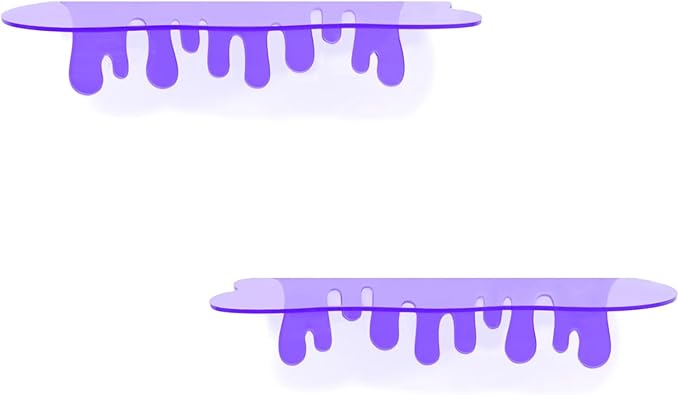 SetGame 2-Pack Acrylic Small Wall Shelves - 12 Inch Floating Shelf for Walls, Home Wall Display Ledges for Storage, Room Décor, Small Album & Items Organizer Display Dripping Wall Decor