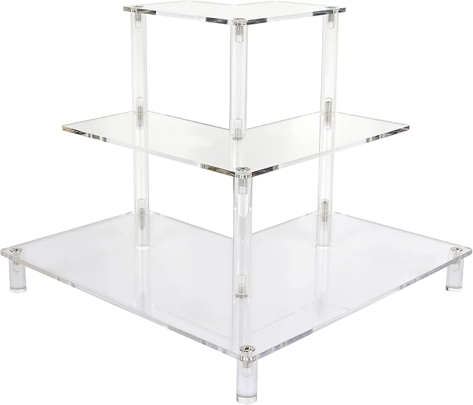 ELEGANTLIFE Acrylic Display Riser Stand – 3 Tier Clear Shelf for Funko POP, Amiibo, Figures, Collectibles, Cupcakes, Perfume, Skincare Organizer