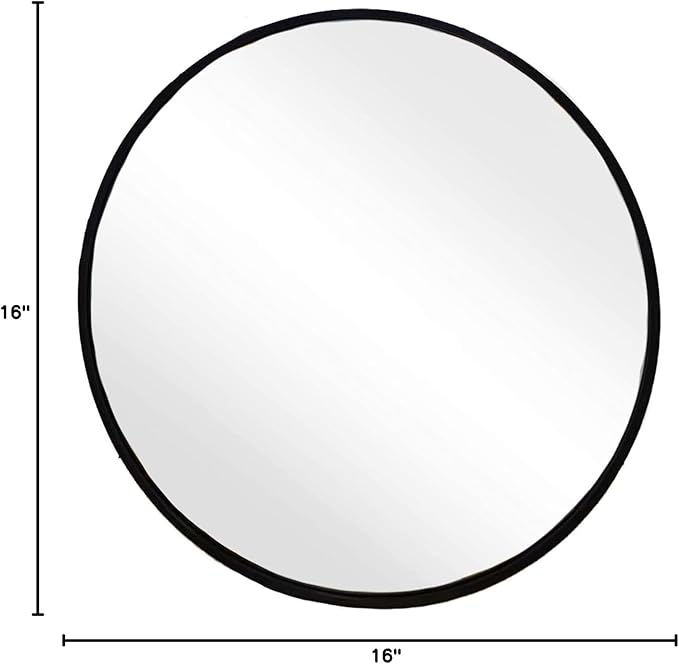 Sunniry Small Round Mirror, 16 inch Round Mirror, Circle Black Mirrors, Metal Frame Circle Mirrors for Bathroom, Bedroom, Vanity, Wall Decor.