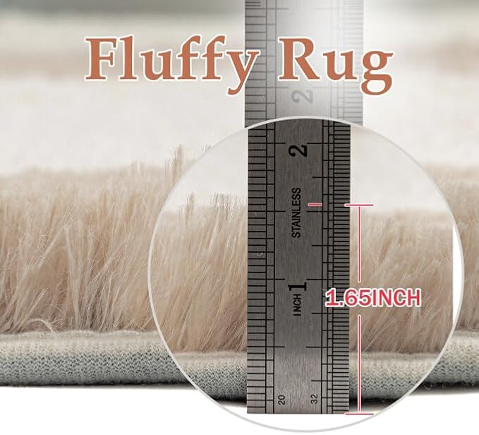 PureCozy Checkered Rug 8x10 for Living Room, Modern Neutral Shag Rug Washable Non-Slip Large Area Rug Super Soft Indoor Fuzzy Carpet Fluffy Rugs for Bedroom Home Aesthetic Decor