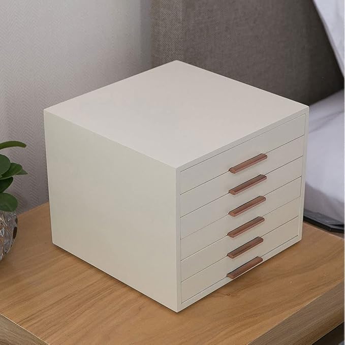 Makeup Organizers Jewelry Box 6 Drawer Storage Box Cosmetic Box Ring Earring Necklace Bracelet Lipstick Watch Storage Box Built-in Flocking 9.96 inches Jewelry Case (Color : A)