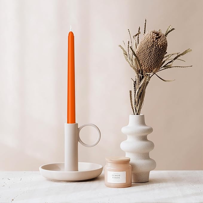 LYOBATH 30 Pack Orange Taper Candles - Taper Candles 10 Inch Dripless, Smokeless & Unscented - 8 Hours Long Burning - Ideal for Weddings, Dinner Parties, and Home Decor