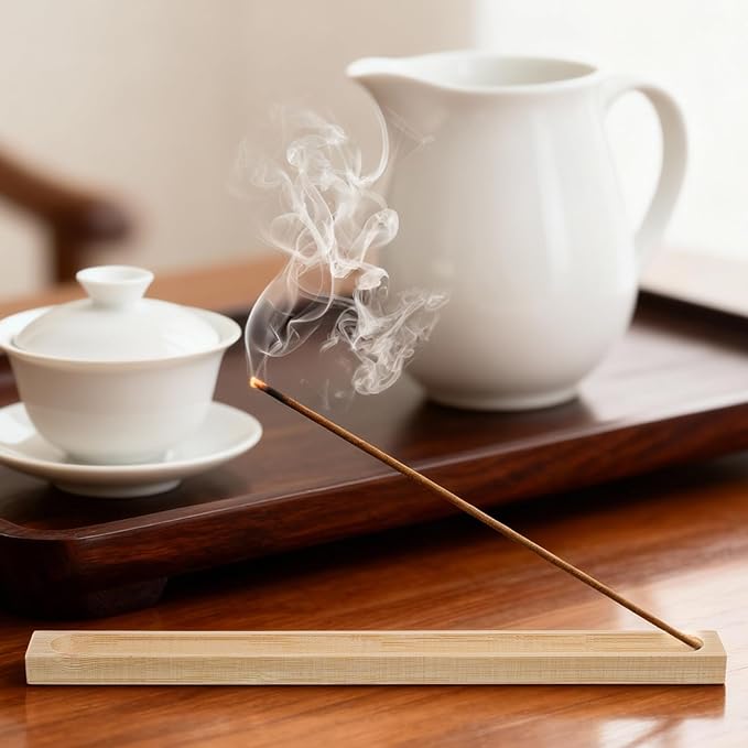 2Pcs Wooden Incense Holder for Sticks, Wood Incense Stick Holder with Ash Collector Catcher Adjustable Angle Stick Burner, 9.1 Inches
