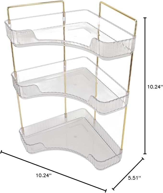 Fabater Corner Makeup Bathroom Organizer Modern Easy Access Makeup Organizer Rack for Bedroom (Transparent)