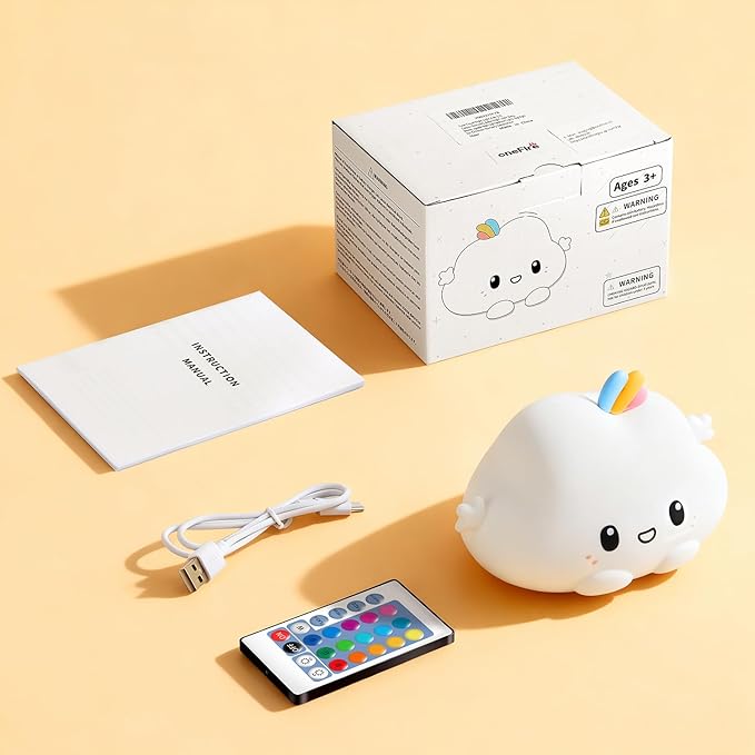 One Fire Cloud Night Light, 16 Colors & Remote Control Baby Night Light, Rechargeable Cloud Lamp, Cute Gifts for Kids Gifts Teen Girl Gifts, Funny Gifts for Women