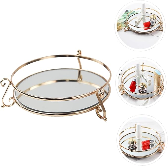 SOLUSTRE 1pc Creative Mirror Tray for Cosmetics Storage Elegant Desktop Organizer for Makeup and Jewelry Unique Home Decor and Design