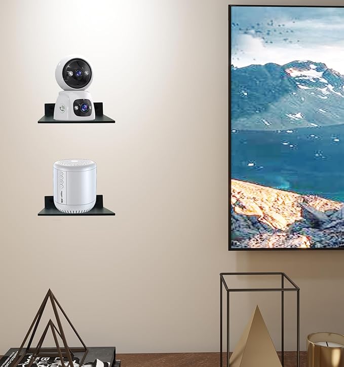 Small Wall Shelf,3.0mm Aluminum Alloy Small Floating Shelf,for Bathroom, Bedroom, Living Room, Kitchen,Office(6.5 Inch Black)