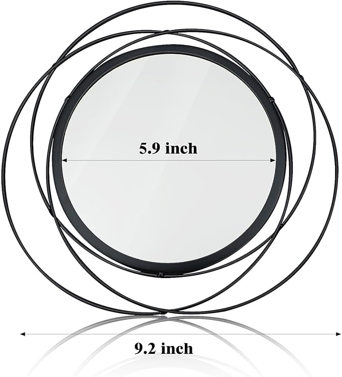 3 Set 9.5 Inch Black Circle Mirrors Wall Decor Iron Frame Wire Mirror Metal Circular Mirror Home Decor Hanging Mirrors for Room/Bedroom/Bathroom/Entryway