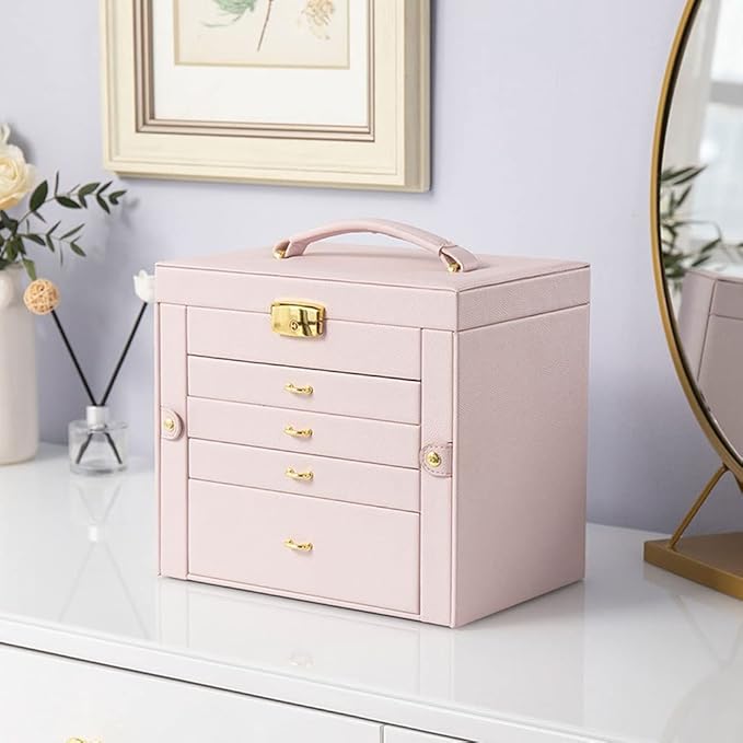 Makeup Organizers Jewelry Box Storage Box Large-Capacity Multi-Layer Jewelry Box Can Store Display Ring Bracelet Necklace Earrings Watch Jewelry Case (Color : A)