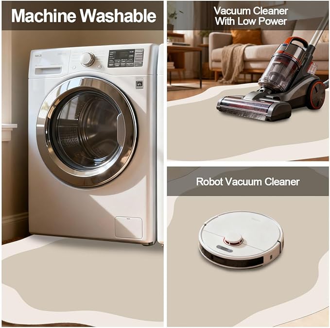 Minimalist Cream Beige Irregular Area Rug 5x7 Modern Abstract Shaped Rugs for Living Room Guestroom Meetingroom Unique Designer Low Pile Washable Carpet Funky Boho Bedroom Home Office Anti Slip Mats