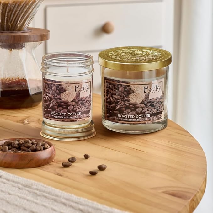 8oz Coffee Scented Candle, Fresh Roast Coffee, Espresso, Macchiato, Large Jar Candles Gift for Men and Women, Clear Glass