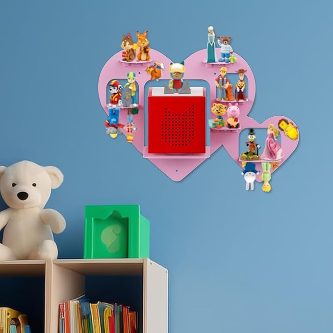 Metal Bracket for Toniebox,Floating Shelf for Tonies Figures 15-20pcs Storage,Wall Mounted Brackets for Toniebox Player,Children's Room Decorations and Gifts (Pink)