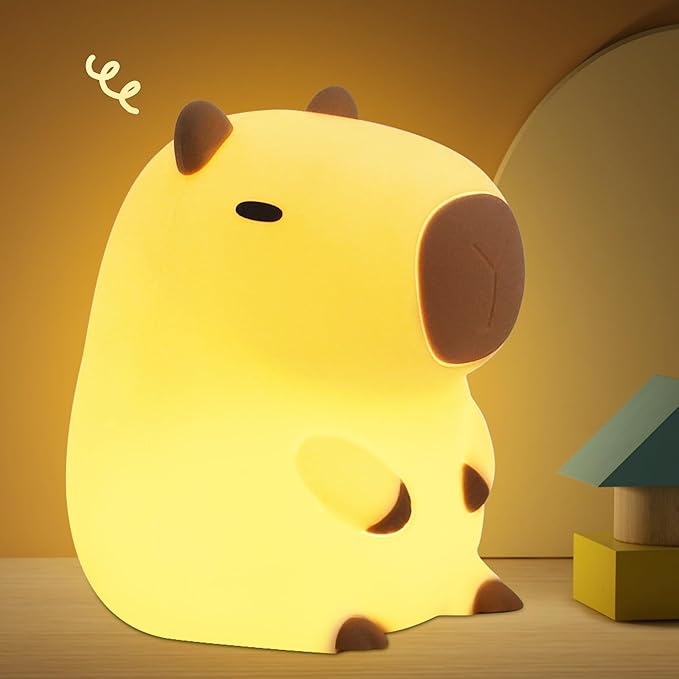 OkiyiD Capybara Night Lamp, Capybara for Loved Ones and Friends, Capybara Light Gift, ABS+SIL, Touch Control, Portable Rechargeable Dimmable, Best Choice for Gift Giving (Capybara)