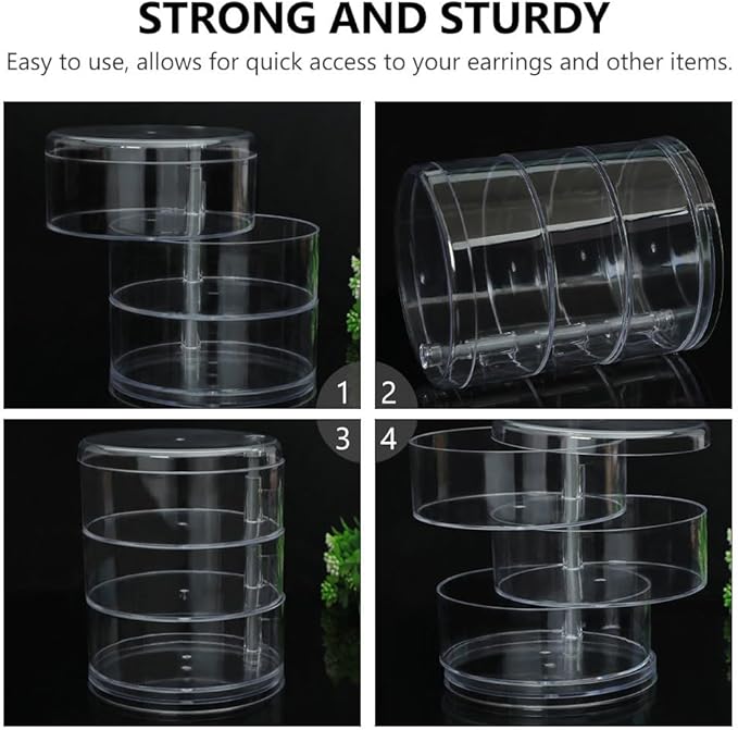 Healeved 1pc Multi-layer Rotating Jewelry Storage Box Compact Desktop Organizer for Cosmetics Versatile Display Case for Home and Shop Use Practical
